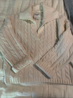Abercrombie & Fitch Cream Cable-Knit Cowl Sweater